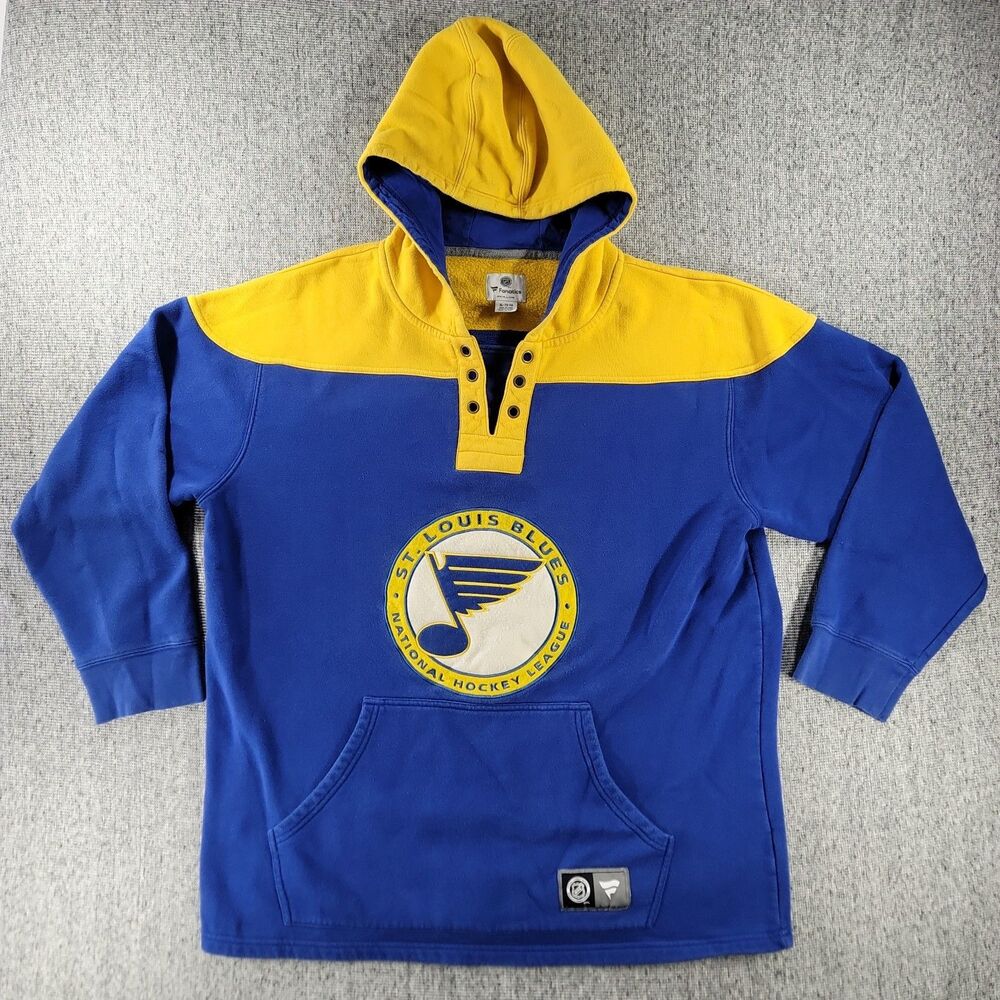 St. Louis Blues Fanatics Hoodie Sweatshirt Blue Yellow Men's Size XL